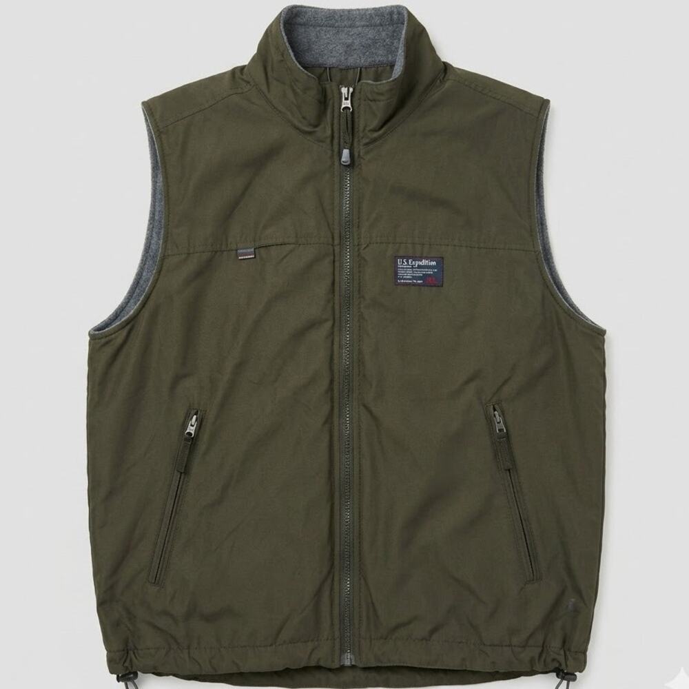 U.S. Expedition Men's Utility Vest Dark Olive Green Full Zip Gorpcore Size XL